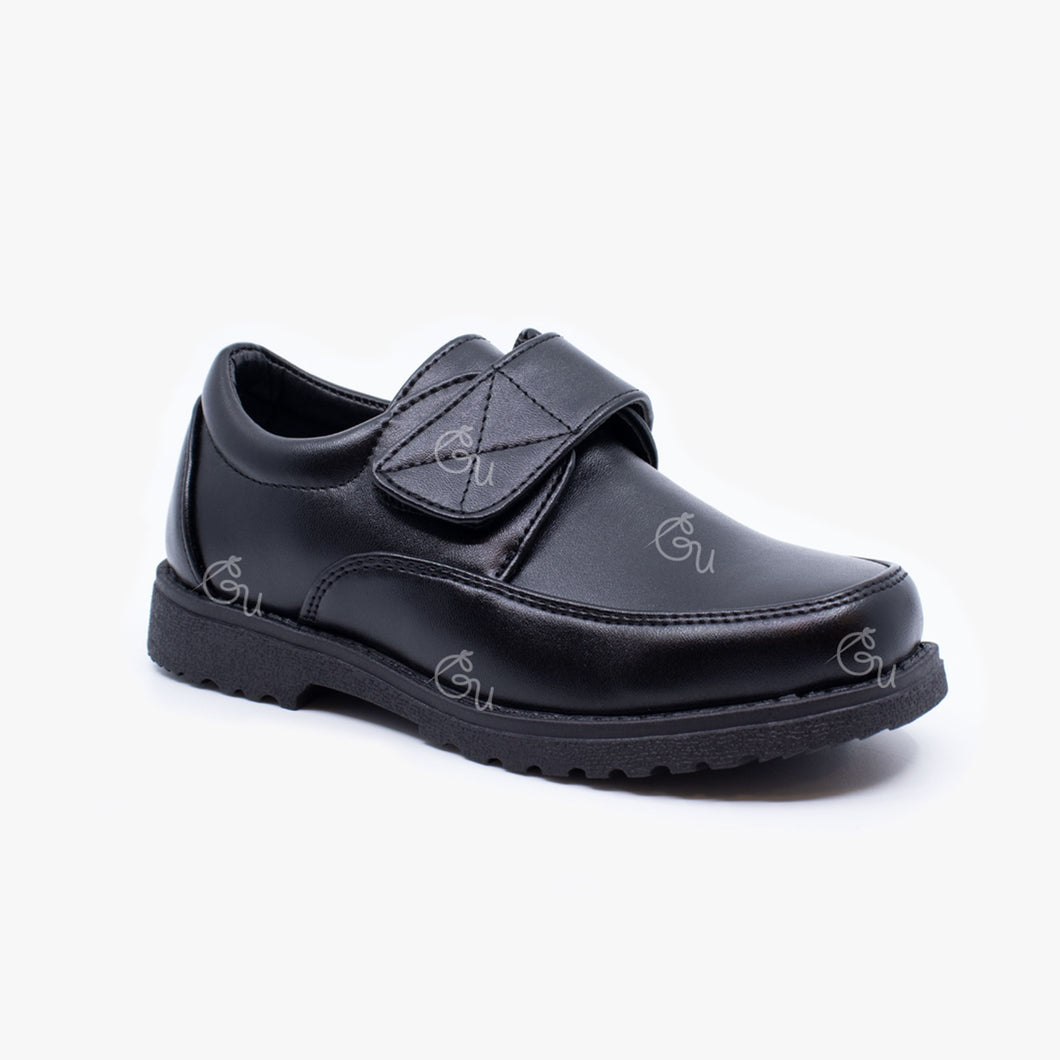 Boys Black Riptape Formal Shoes